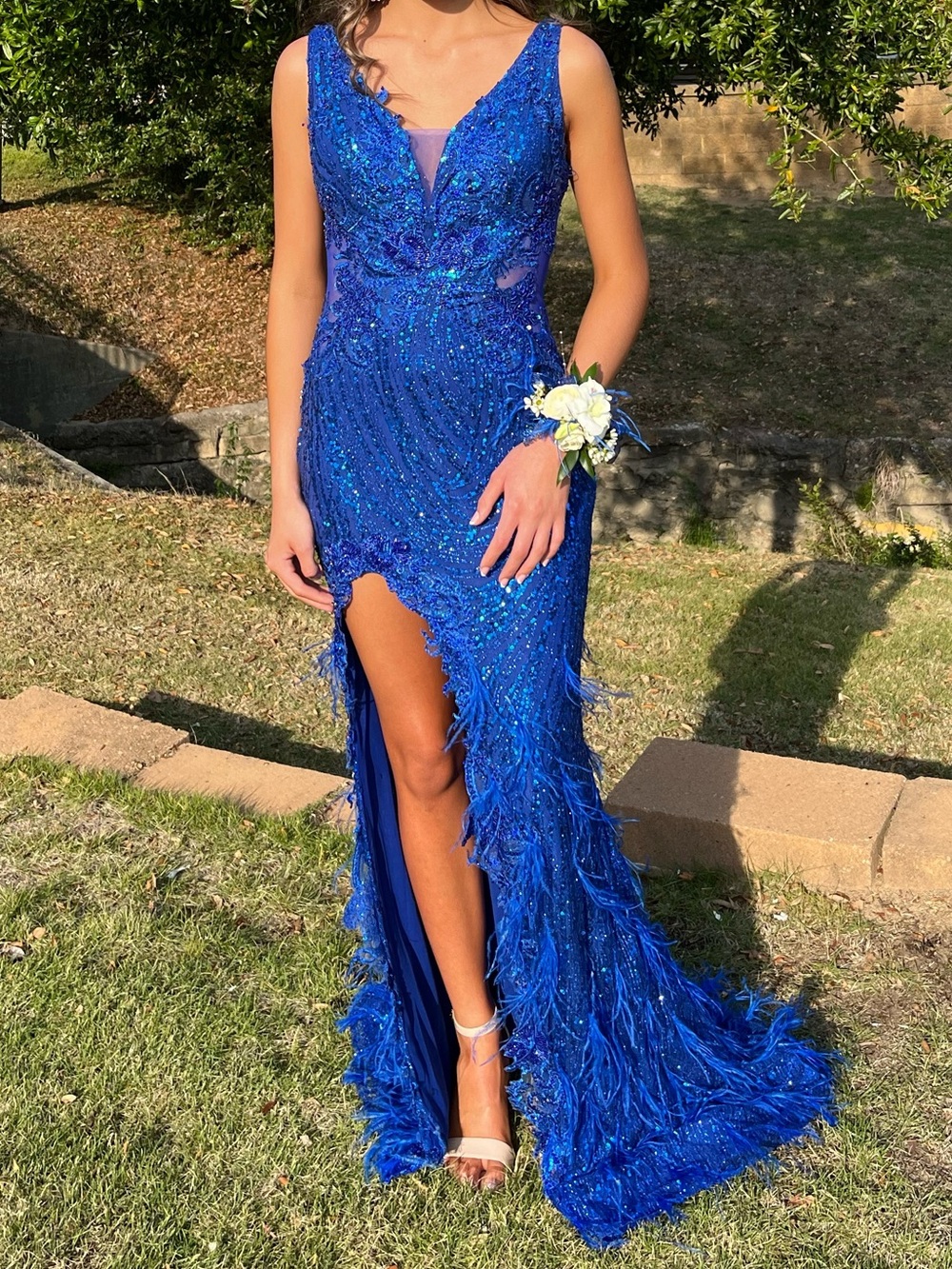 Portia & Scarlett Royal Blue Sleeveless Sequin Mermaid Prom Formal Dress Size 4